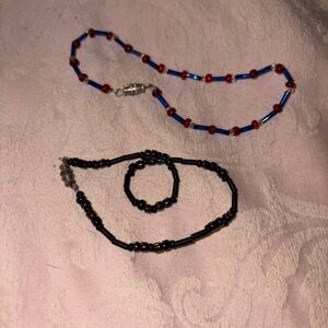 Set of 2 Beaded Bracelets or Anklets | Twist Barrel Clasps  | Unbranded